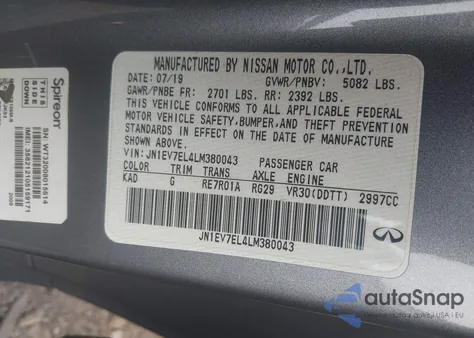 2020 Infiniti Q60 Luxe Awd from USA, damaged, VIN JN1EV7EL4LM380043